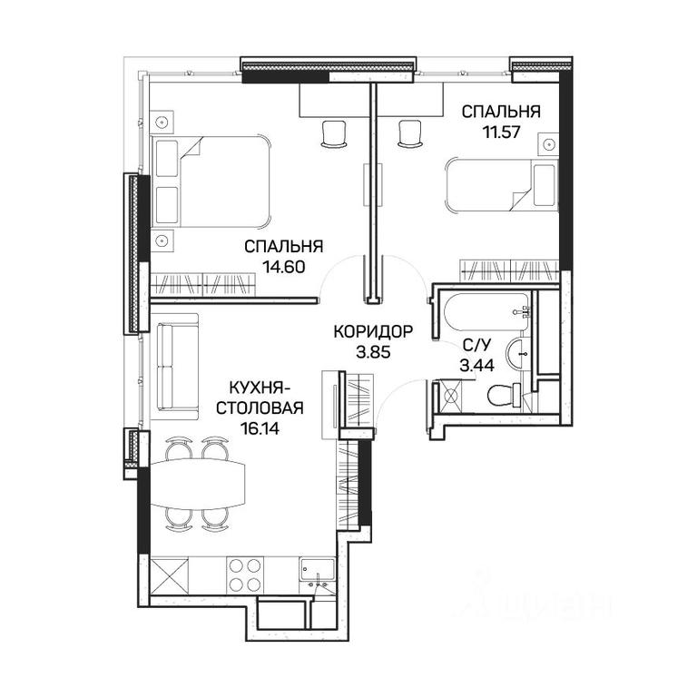1-BD Apartment Sale, 49.3平方米 at Clementine (Klementin), Korneychuka Street, 27, Moscow, Russia #1 1-BD Apartment Sale, 49.3平方米 at Clementine (Klementin), Korneychuka Street, 27, Moscow, Russia #1