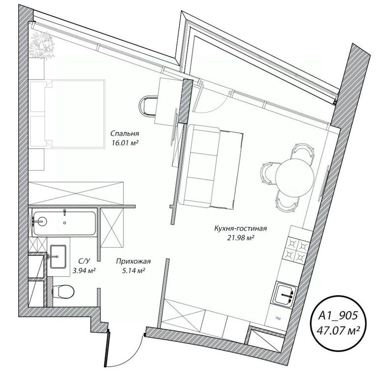1-BD Apartment Sale, 47平方米 at Klubny dom Rublevo, 5th Myakininskaya Street, 20, Moscow, Russia #1