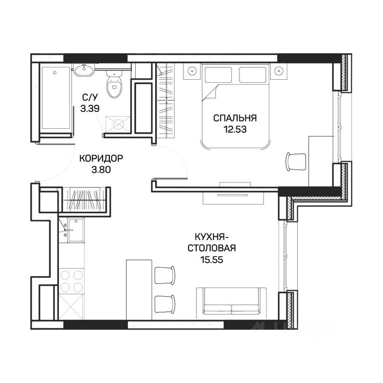 Apartment Sale, 35.3 sq. m. at Clementine (Klementin), Korneychuka Street, 27, Moscow, Russia #1