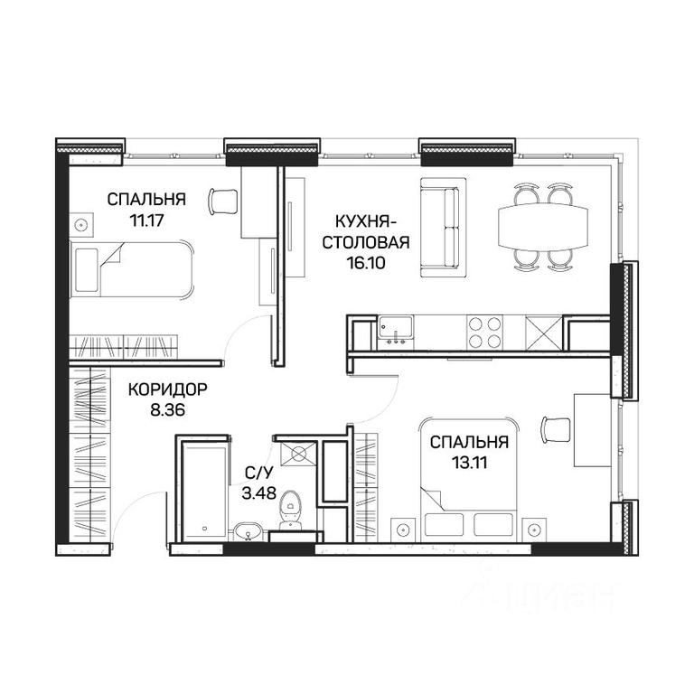 1-BD Apartment Sale, 52.3 sq. m. at Clementine (Klementin), Korneychuka Street, 27, Moscow, Russia #1