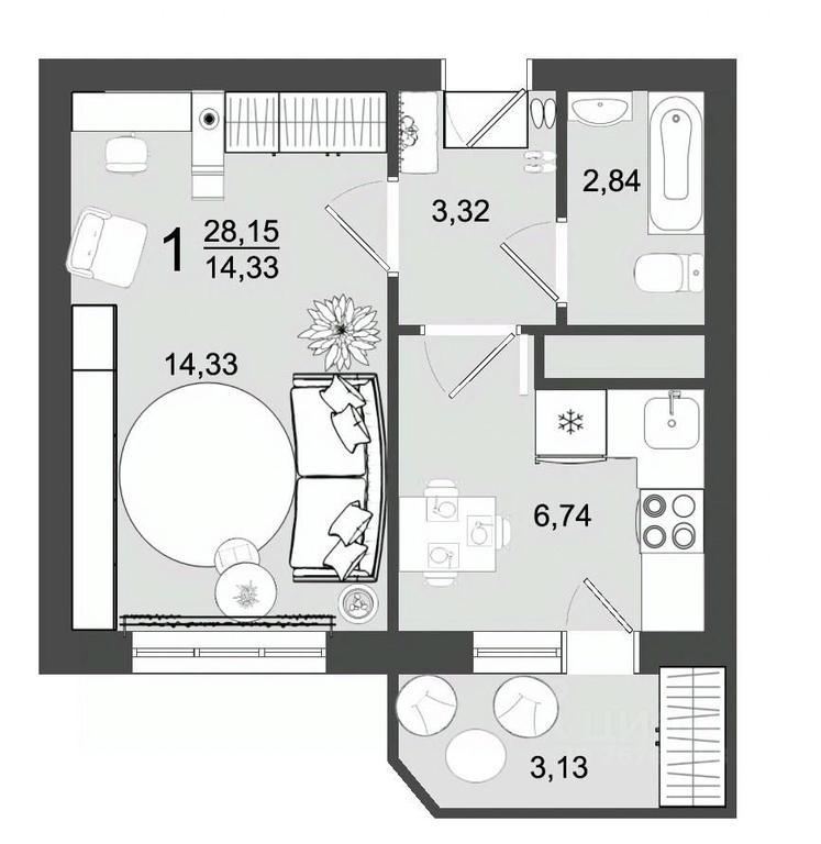 Apartment Sale, 28.15 sq. m. at Maydanovo Park, Klin, Moscow Region, Russia #1 Apartment Sale, 28.15 sq. m. at Maydanovo Park, Klin, Moscow Region, Russia #1