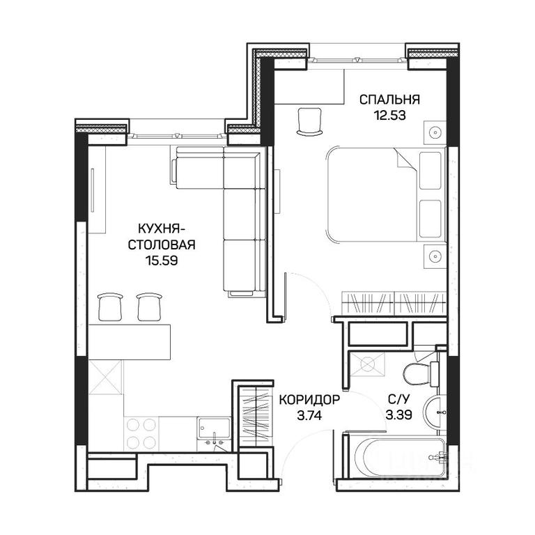 Apartment Sale, 35.3 sq. m. at Clementine (Klementin), Korneychuka Street, 27, Moscow, Russia #1