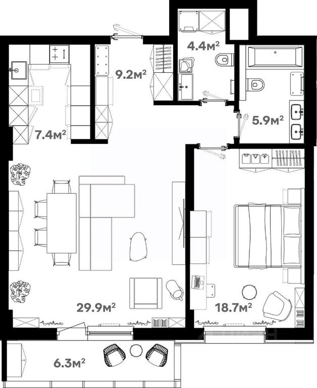 1-BD Apartment Sale, 79.2平方米 at River House (River Khaus), Sovetskaya ulitsa, 60, Schyolkovo, Moscow Region, Russia #1 1-BD Apartment Sale, 79.2平方米 at River House (River Khaus), Sovetskaya ulitsa, 60, Schyolkovo, Moscow Region, Russia #1