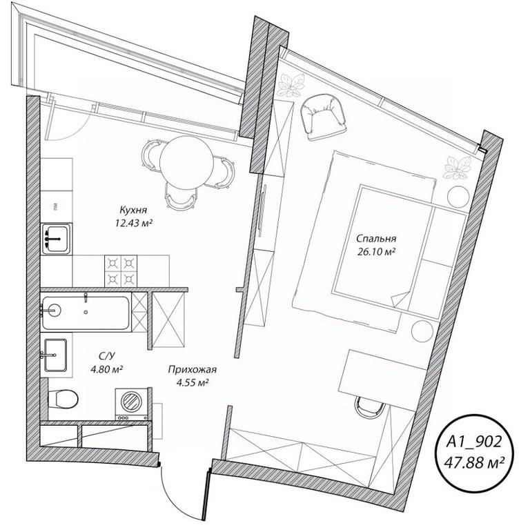 1-BD Apartment Sale, 47.9平方米 at Klubny dom Rublevo, 5th Myakininskaya Street, 20, Moscow, Russia #1 1-BD Apartment Sale, 47.9平方米 at Klubny dom Rublevo, 5th Myakininskaya Street, 20, Moscow, Russia #1
