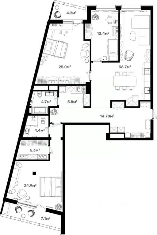 3-BD Apartment Sale, 149.8平方米 at River House (River Khaus), Sovetskaya ulitsa, 60, Schyolkovo, Moscow Region, Russia #1