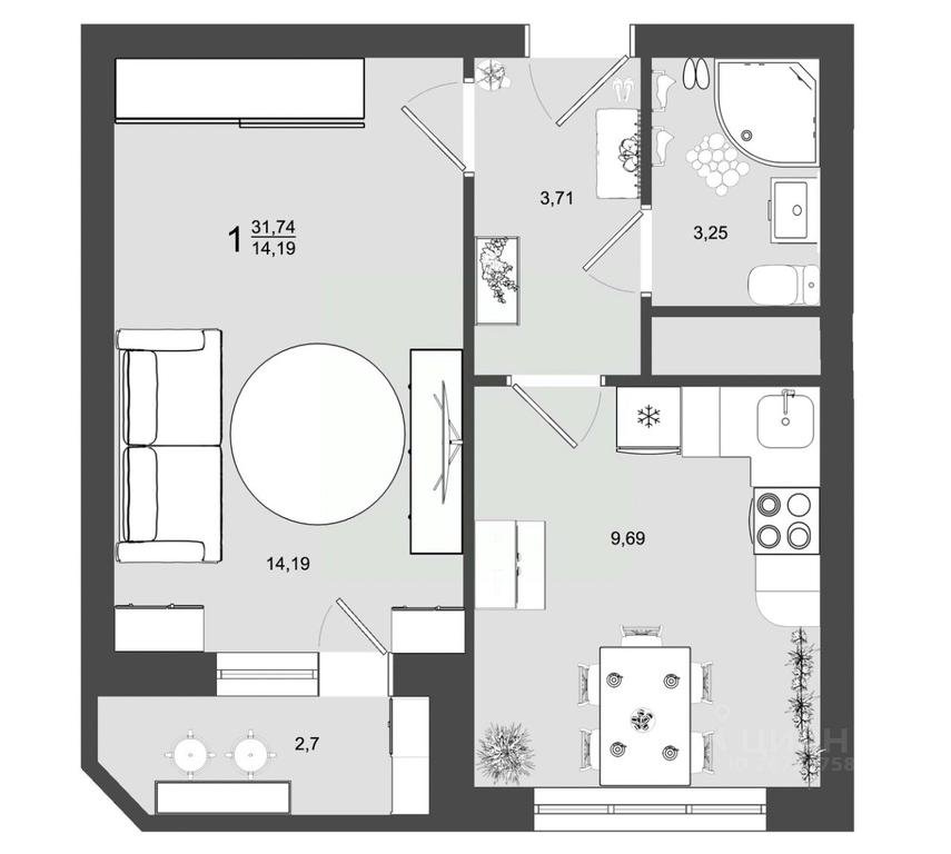Apartment Sale, 31.74 sq. m. at Maydanovo Park, Klin, Moscow Region, Russia #1