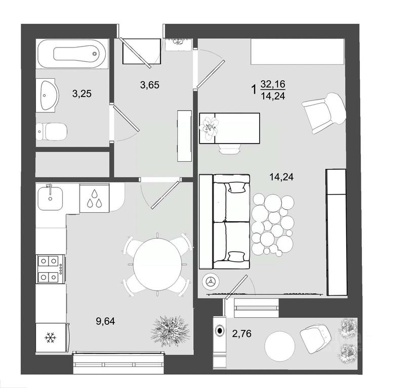 Apartment Sale, 32.16 sq. m. at Maydanovo Park, Klin, Moscow Region, Russia #1