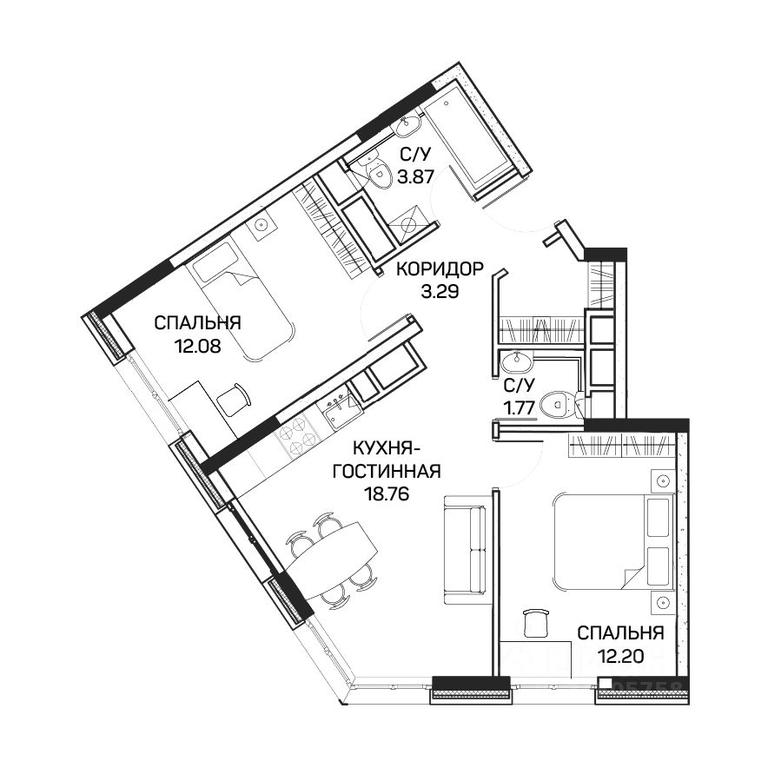 1-BD Apartment Sale, 54.5 sq. m. at Clementine (Klementin), Korneychuka Street, 27, Moscow, Russia #1