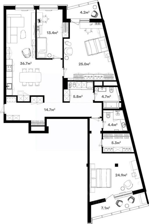 3-BD Apartment Sale, 149.6平方米 at River House (River Khaus), Sovetskaya ulitsa, 60, Schyolkovo, Moscow Region, Russia #1