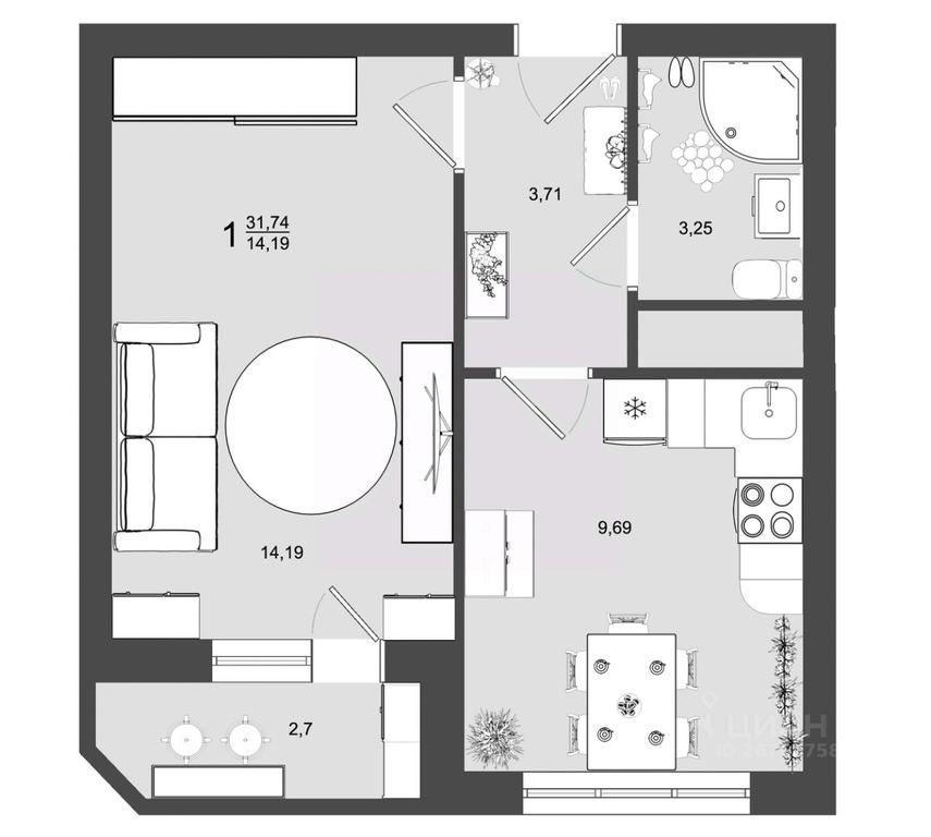 Apartment Sale, 31.74 sq. m. at Maydanovo Park, Klin, Moscow Region, Russia #1