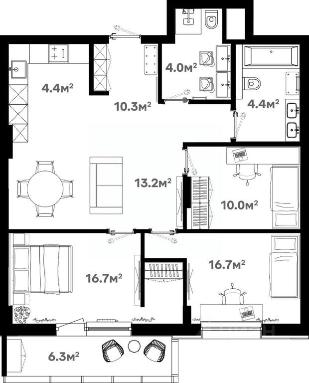 3-BD Apartment Sale, 79平方米 at River House (River Khaus), Sovetskaya ulitsa, 60, Schyolkovo, Moscow Region, Russia #1 3-BD Apartment Sale, 79平方米 at River House (River Khaus), Sovetskaya ulitsa, 60, Schyolkovo, Moscow Region, Russia #1