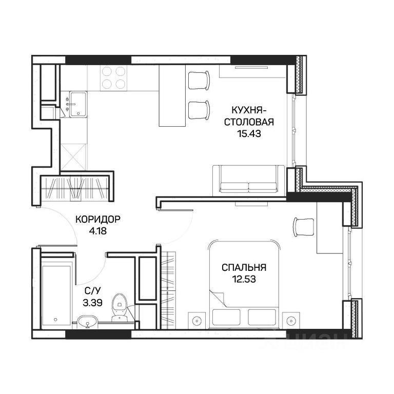 Apartment Sale, 35.9 sq. m. at Clementine (Klementin), Korneychuka Street, 27, Moscow, Russia #1