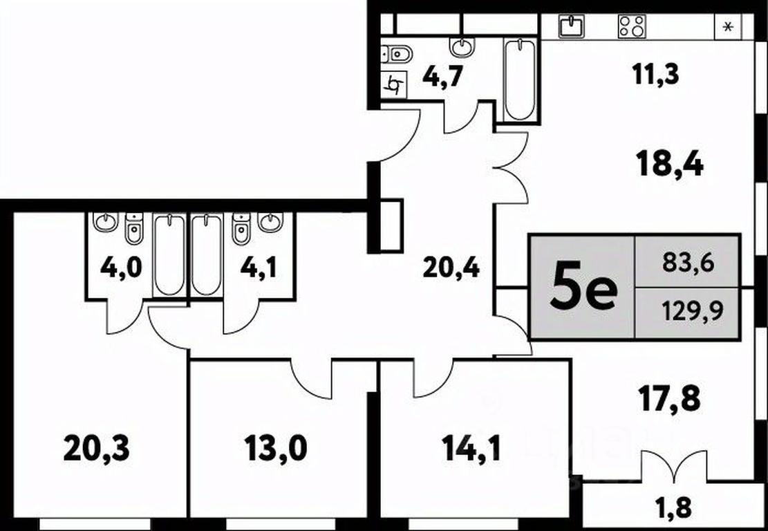 4-BD Apartment Sale, 129.9 sq. m. at Festival park-2, Festivalnaya Street, Moscow, Russia #1 4-BD Apartment Sale, 129.9 sq. m. at Festival park-2, Festivalnaya Street, Moscow, Russia #1