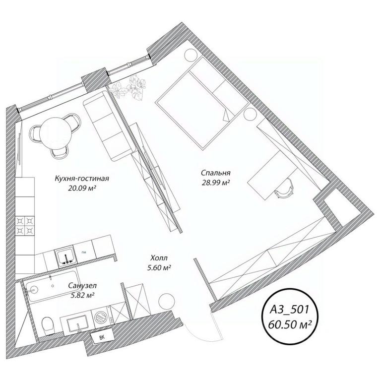1-BD Apartment Sale, 60.5 sq. m. at Klubny dom Rublevo, 5th Myakininskaya Street, 20, Moscow, Russia #1