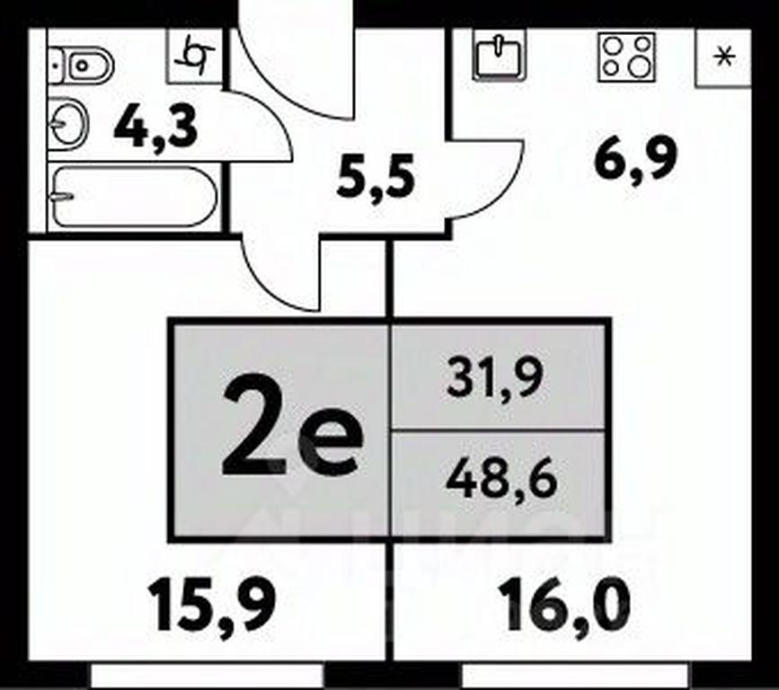 1-BD Apartment Sale, 48.6平方米 at Festival park-2, Festivalnaya Street, Moscow, Russia #1