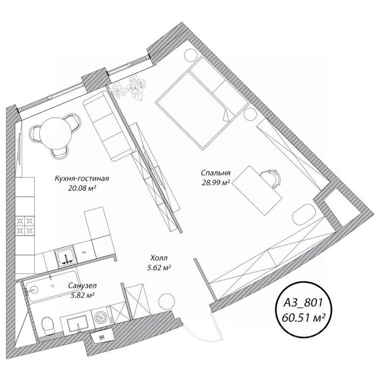 1-BD Apartment Sale, 60.5 sq. m. at Klubny dom Rublevo, 5th Myakininskaya Street, 20, Moscow, Russia #1