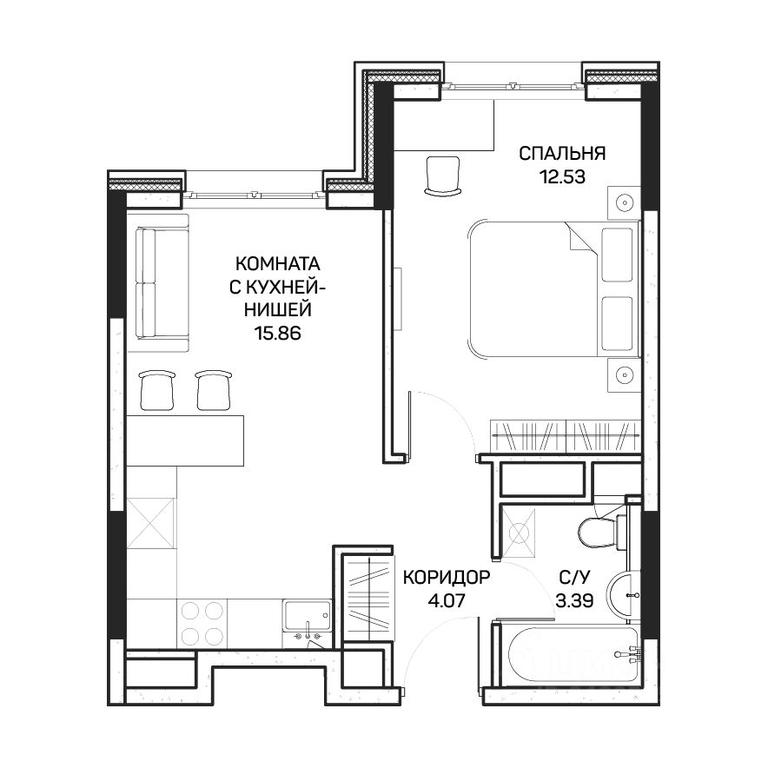 Apartment Sale, 35.9 sq. m. at Clementine (Klementin), Korneychuka Street, 27, Moscow, Russia #1