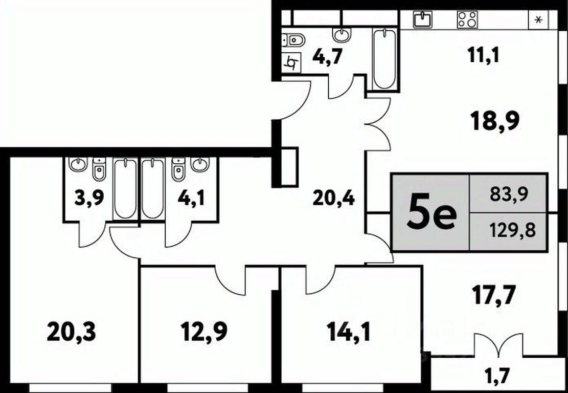 4-BD Apartment Sale, 129.8 sq. m. at Festival park-2, Festivalnaya Street, Moscow, Russia #1