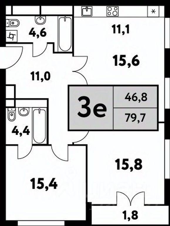 2-BD Apartment Sale, 79.7 sq. m. at Festival park-2, Festivalnaya Street, Moscow, Russia #1