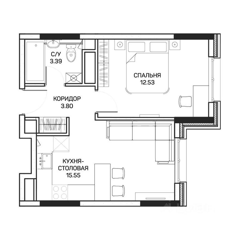 Apartment Sale, 35.6 sq. m. at Clementine (Klementin), Korneychuka Street, 27, Moscow, Russia #1
