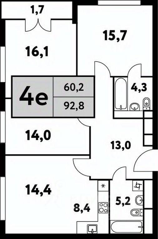 3-BD Apartment Sale, 92.8 sq. m. at Festival park-2, Festivalnaya Street, Moscow, Russia #1