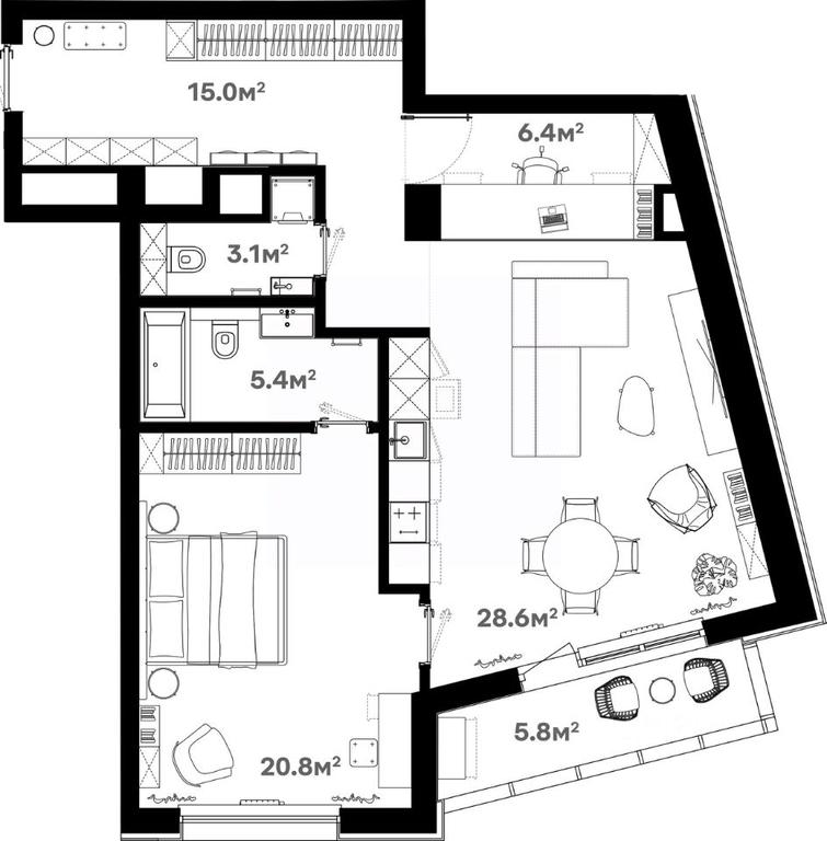 1-BD Apartment Sale, 85.2 sq. m. at River House (River Khaus), Sovetskaya ulitsa, 60, Schyolkovo, Moscow Region, Russia #1