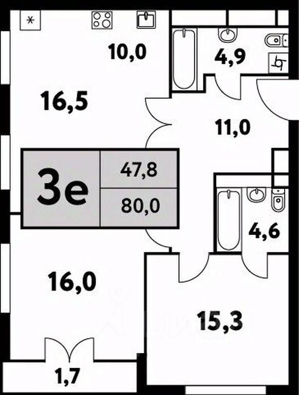 2-BD Apartment Sale, 80 sq. m. at Festival park-2, Festivalnaya Street, Moscow, Russia #1