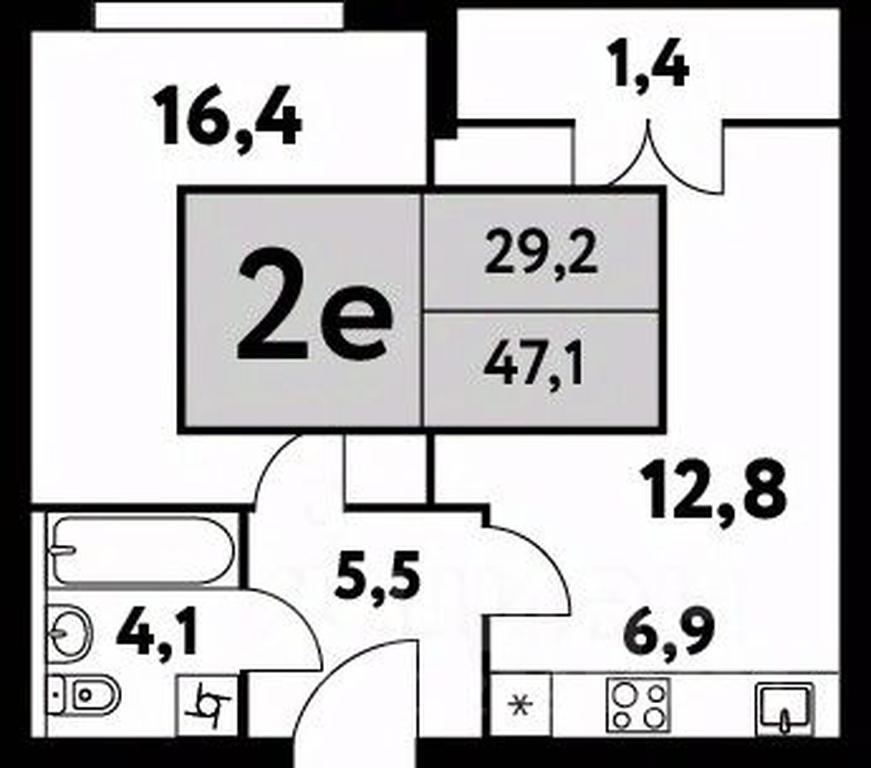 1-BD Apartment Sale, 47.1平方米 at Festival park-2, Festivalnaya Street, Moscow, Russia #1