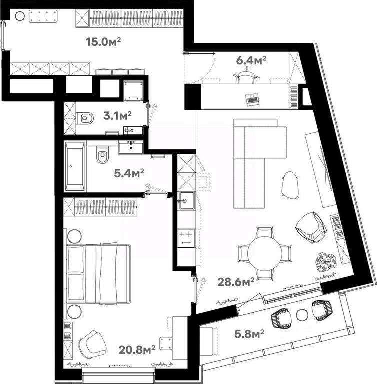 1-BD Apartment Sale, 87.8平方米 at River House (River Khaus), Sovetskaya ulitsa, 60, Schyolkovo, Moscow Region, Russia #1