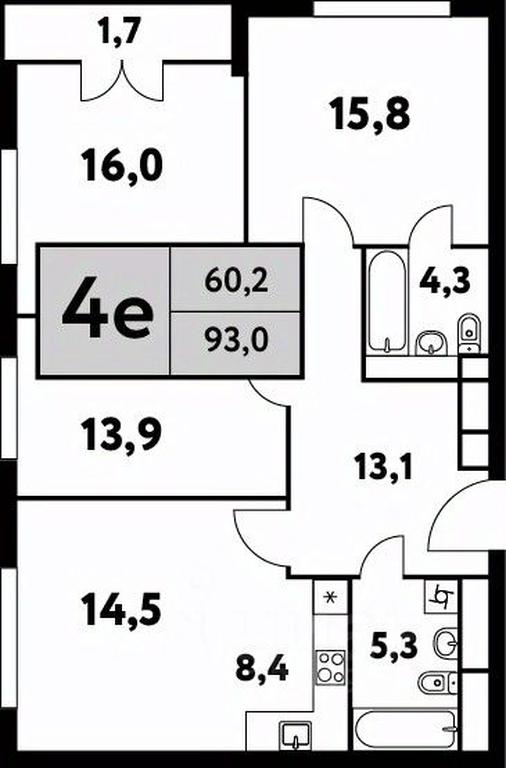 3-BD Apartment Sale, 93平方米 at Festival park-2, Festivalnaya Street, Moscow, Russia #1