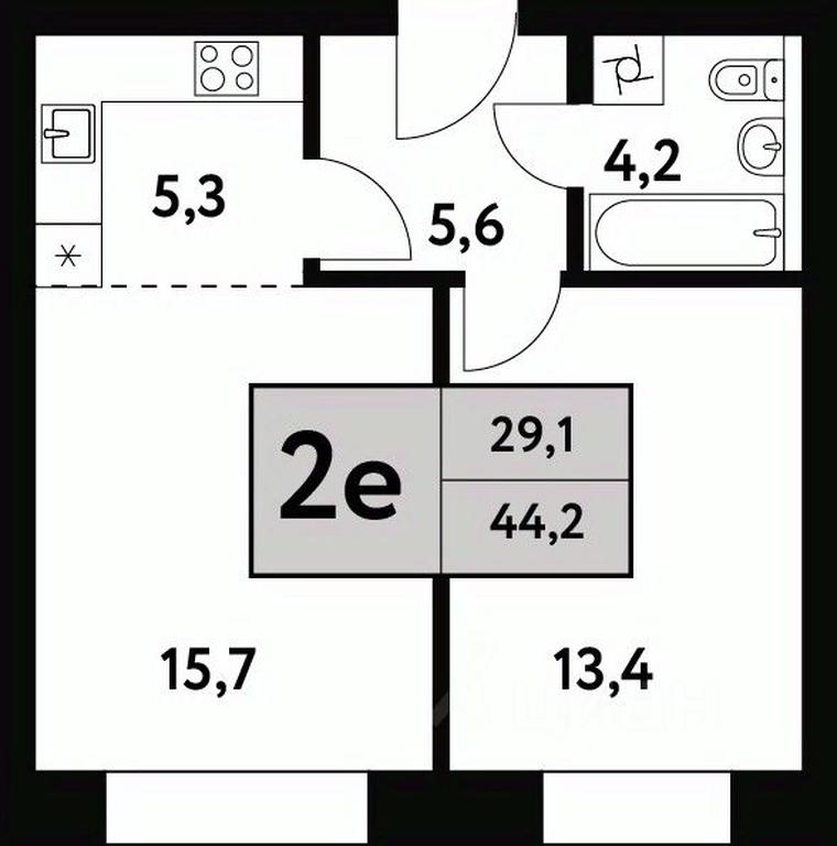 1-BD Apartment Sale, 44.2 sq. m. at Festival park-2, Festivalnaya Street, Moscow, Russia #1