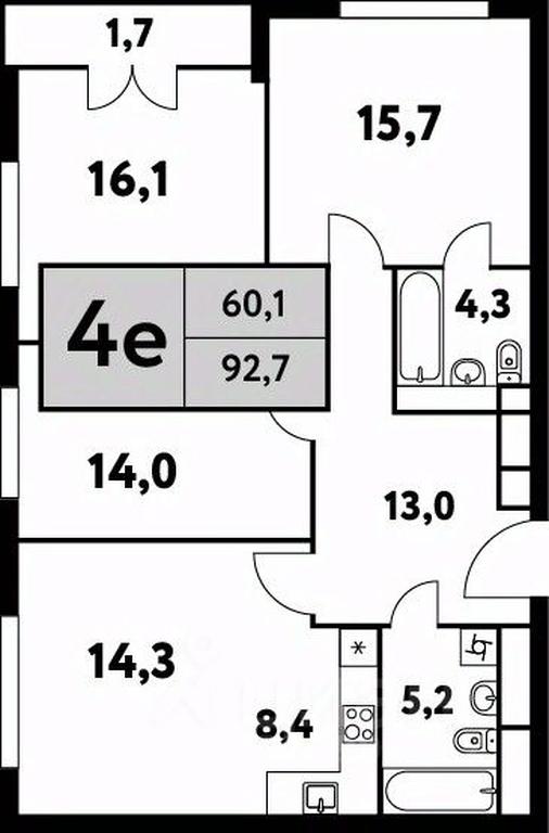 3-BD Apartment Sale, 92.7 sq. m. at Festival park-2, Festivalnaya Street, Moscow, Russia #1