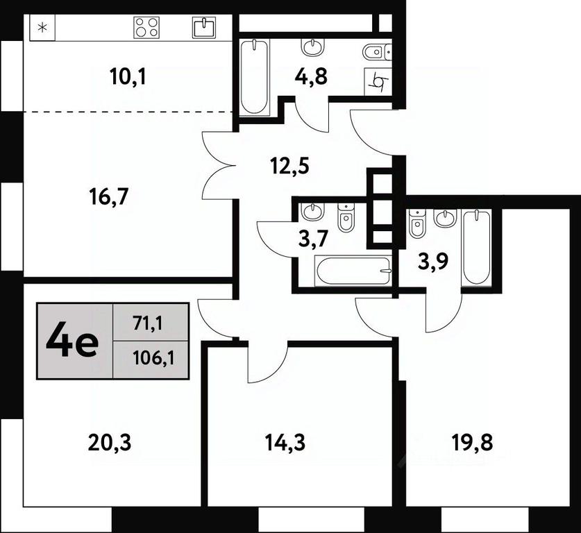 3-BD Apartment Sale, 106.1 sq. m. at Festival park-2, Festivalnaya Street, Moscow, Russia #1