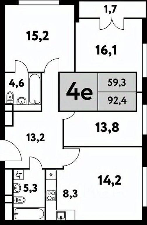 3-BD Apartment Sale, 92.4平方米 at Festival park-2, Festivalnaya Street, Moscow, Russia #1