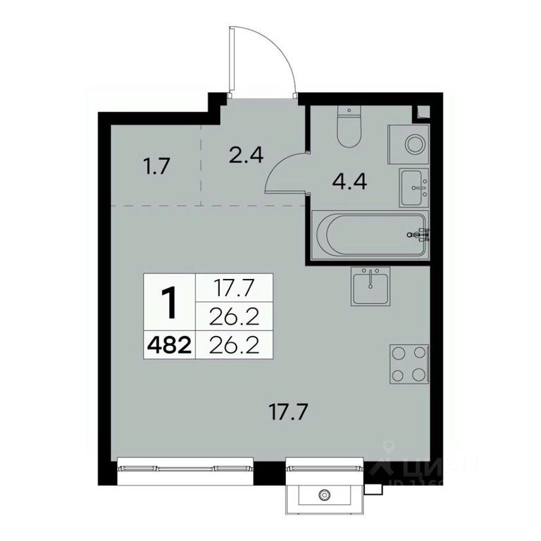 Apartment Sale, 26.2平方米 at Kurkino 15, Kurkinskoye Highway, 15, Moscow, Russia #2