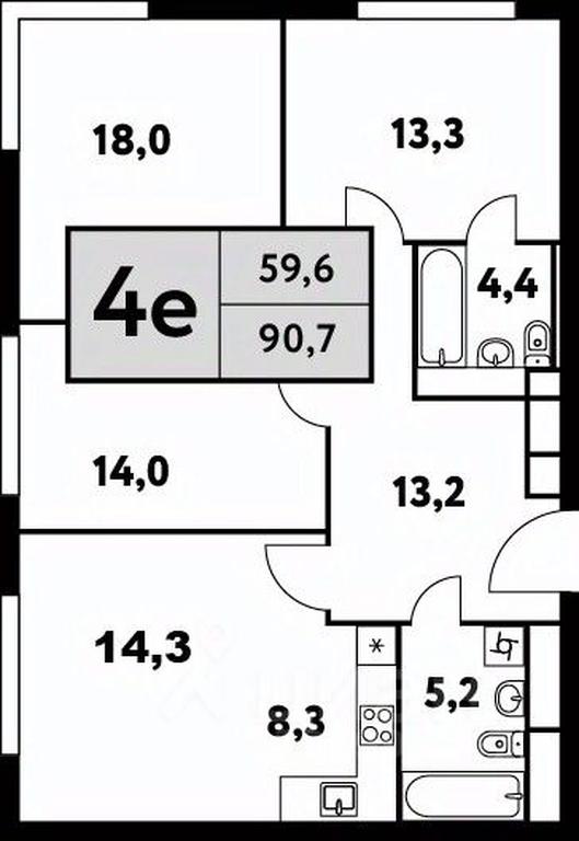 3-BD Apartment Sale, 90.7 sq. m. at Festival park-2, Festivalnaya Street, Moscow, Russia #1