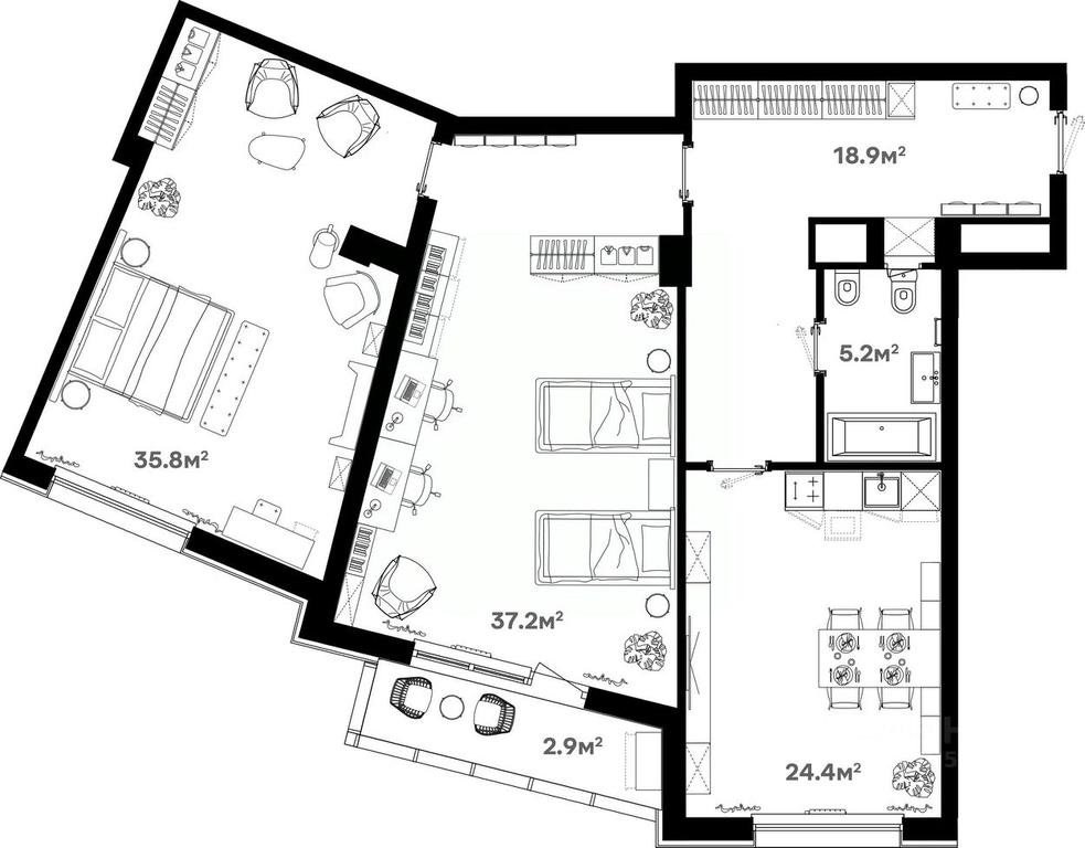2-BD Apartment Sale, 124.4 sq. m. at River House (River Khaus), Sovetskaya ulitsa, 60, Schyolkovo, Moscow Region, Russia #1