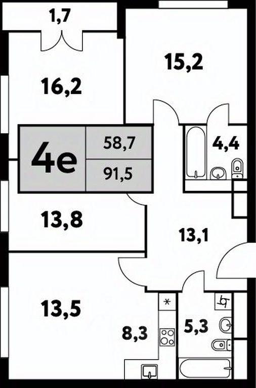 3-BD Apartment Sale, 91.5 sq. m. at Festival park-2, Festivalnaya Street, Moscow, Russia #1