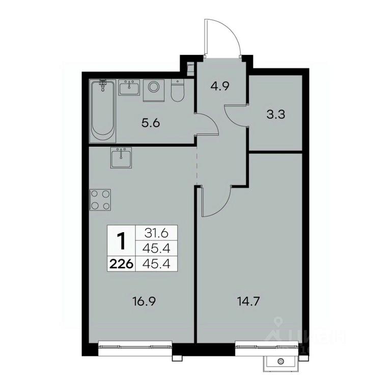Apartment Sale, 45.4 sq. m. at Kurkino 15, Kurkinskoye Highway, 15, Moscow, Russia #1