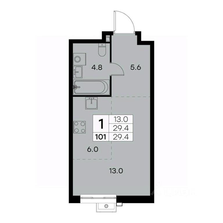 Apartment Sale, 29.4平方米 at Kurkino 15, Kurkinskoye Highway, 15, Moscow, Russia #2