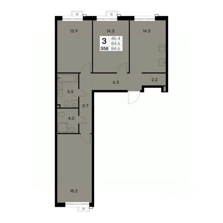 2-BD Apartment Sale, 84.6 sq. m. at Kurkino 15, Kurkinskoye Highway, 15, Moscow, Russia #2 2-BD Apartment Sale, 84.6 sq. m. at Kurkino 15, Kurkinskoye Highway, 15, Moscow, Russia #2