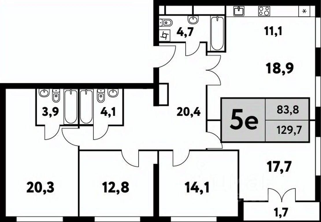 4-BD Apartment Sale, 129.7平方米 at Festival park-2, Festivalnaya Street, Moscow, Russia #1 4-BD Apartment Sale, 129.7平方米 at Festival park-2, Festivalnaya Street, Moscow, Russia #1