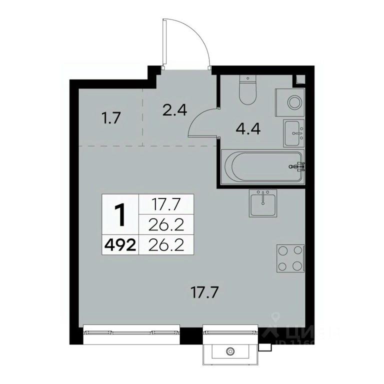 Apartment Sale, 26.2平方米 at Kurkino 15, Kurkinskoye Highway, 15, Moscow, Russia #2