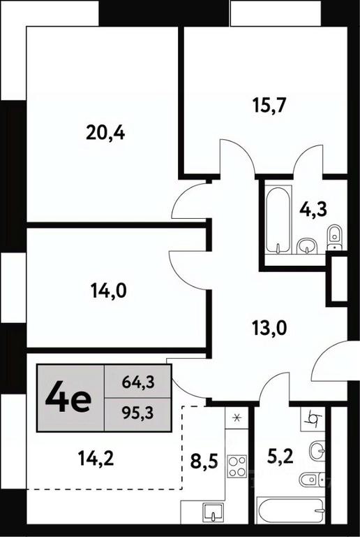 3-BD Apartment Sale, 95.3 sq. m. at Festival park-2, Festivalnaya Street, Moscow, Russia #1
