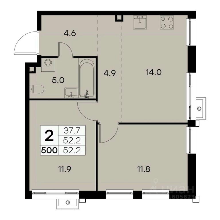 1-BD Apartment Sale, 52.2 sq. m. at Kurkino 15, Kurkinskoye Highway, 15, Moscow, Russia #2