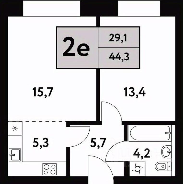 1-BD Apartment Sale, 44.3平方米 at Festival park-2, Festivalnaya Street, Moscow, Russia #1 1-BD Apartment Sale, 44.3平方米 at Festival park-2, Festivalnaya Street, Moscow, Russia #1