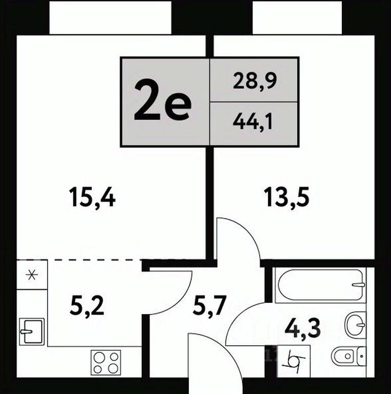 1-BD Apartment Sale, 44.1平方米 at Festival park-2, Festivalnaya Street, Moscow, Russia #1