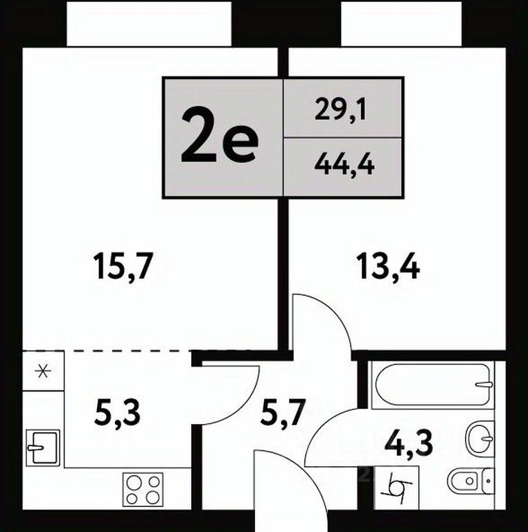 1-BD Apartment Sale, 44.4平方米 at Festival park-2, Festivalnaya Street, Moscow, Russia #1 1-BD Apartment Sale, 44.4平方米 at Festival park-2, Festivalnaya Street, Moscow, Russia #1