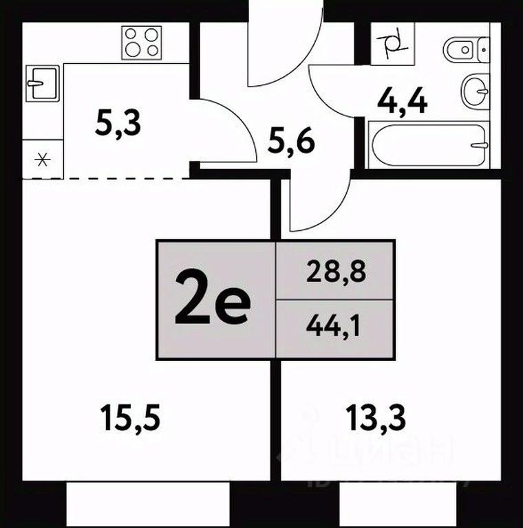 1-BD Apartment Sale, 44.1平方米 at Festival park-2, Festivalnaya Street, Moscow, Russia #1 1-BD Apartment Sale, 44.1平方米 at Festival park-2, Festivalnaya Street, Moscow, Russia #1