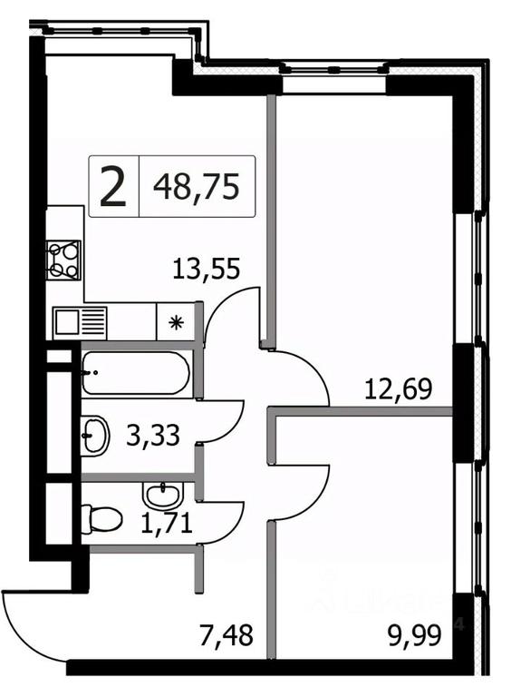 1-BD Apartment Sale, 48.75 sq. m. at Gorodskie istorii (Rasskazovka), Anny Akhmatovoy Street, Vnukovskoye Settlement, Moscow, Russia #1